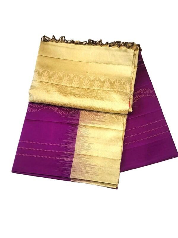 SOFT SILK SAREES - Deep Purple with Antique Gold