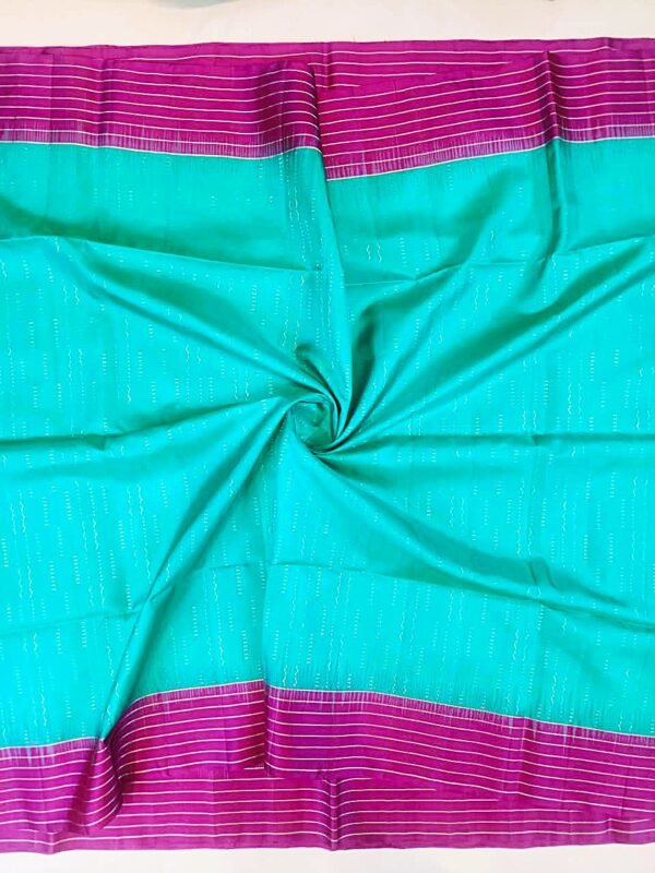 SOFT SILK SAREES - Teal Green with Magenta Pink & Gold