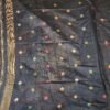 PURE COTTON SAREE -  Charcoal Black with Multicolor Floral & Fruit Motifs