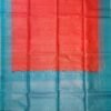 SOFT SILK SAREES - Coral Red with Turquoise Blue