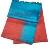 SOFT SILK SAREES - Coral Red with Turquoise Blue
