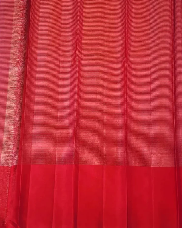 SOFT SILK SAREE - White & Black Checks with Bright Red Contrast Pallu