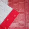 SOFT SILK SAREE - White & Black Checks with Bright Red Contrast Pallu