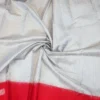 SOFT SILK SAREE - White & Black Checks with Bright Red Contrast Pallu