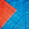 SOFT SILK SAREE - Coral Orange with Bright Royal Blue Contrast