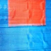 SOFT SILK SAREE - Coral Orange with Bright Royal Blue Contrast