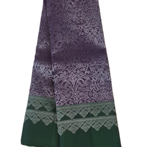 SOFT SILK SAREE - Plum with Dark Bottle Green Contrast