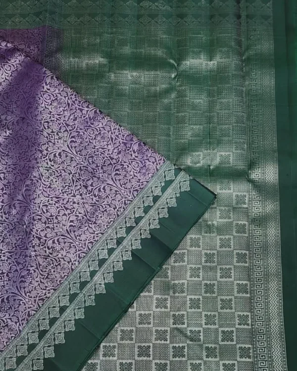 SOFT SILK SAREE - Plum with Dark Bottle Green Contrast