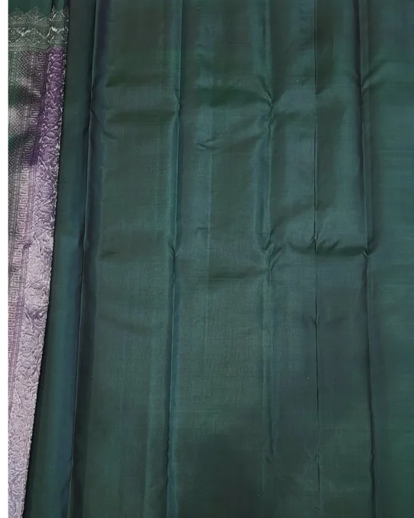 SOFT SILK SAREE - Plum with Dark Bottle Green Contrast