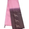 SOFT SILK SAREE - Pastel Baby Pink with Deep Plum