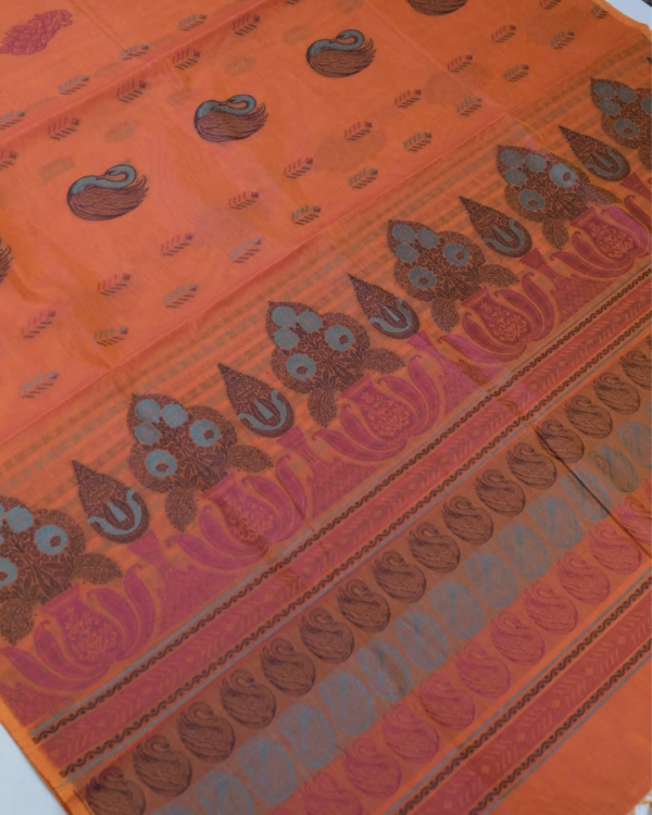 TEST112 PURE COTTON SAREES - Bright Orange