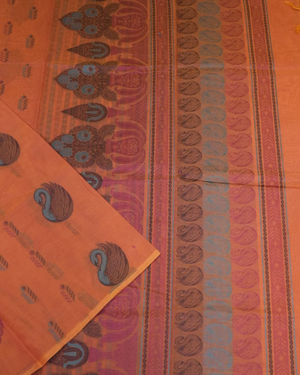 TEST113 PURE COTTON SAREES - Bright Orange