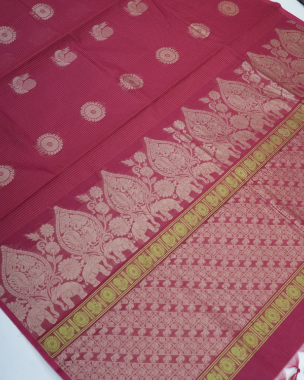 TEST12 PURE COTTON SAREES - Deep Rani Pink