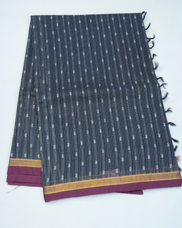 TEST132 PURE COTTON SAREES - Charcoal Black