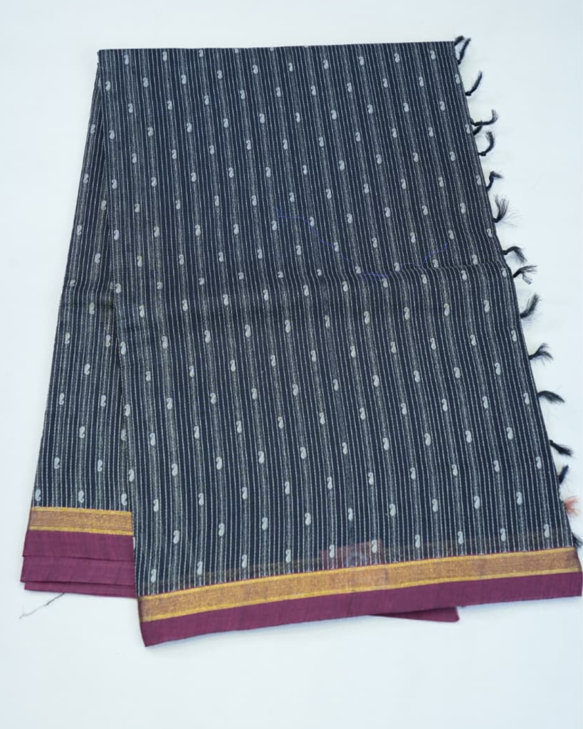 PURE COTTON SAREES - Charcoal Black