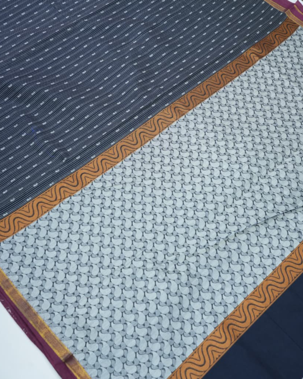 TEST133 PURE COTTON SAREES - Charcoal Black