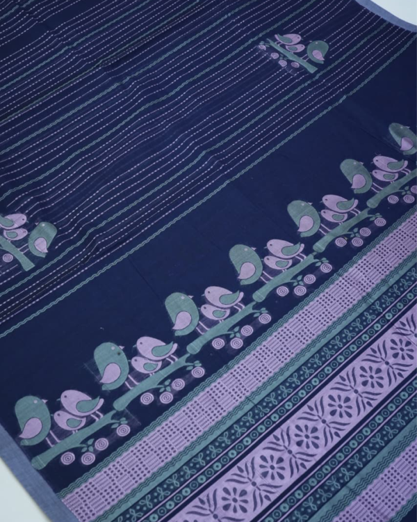 TEST18 PURE COTTON SAREES - Navy Blue