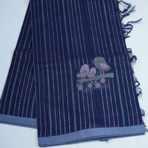 TEST20 PURE COTTON SAREES - Navy Blue