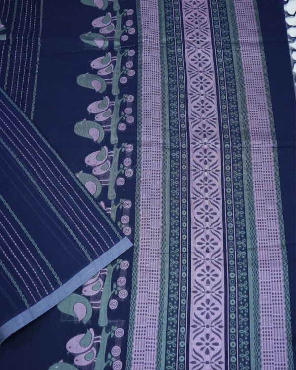 TEST22 PURE COTTON SAREES - Navy Blue
