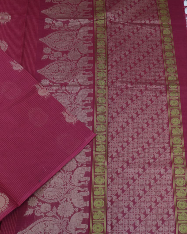 TEXT14 PURE COTTON SAREES - Deep Rani Pink
