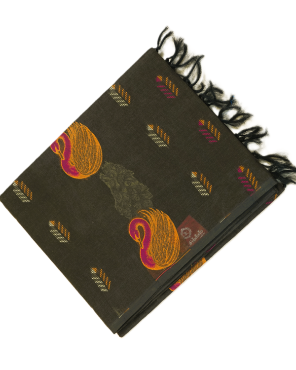 TN1 PURE COTTON SAREE - CHARCOAL BROWN