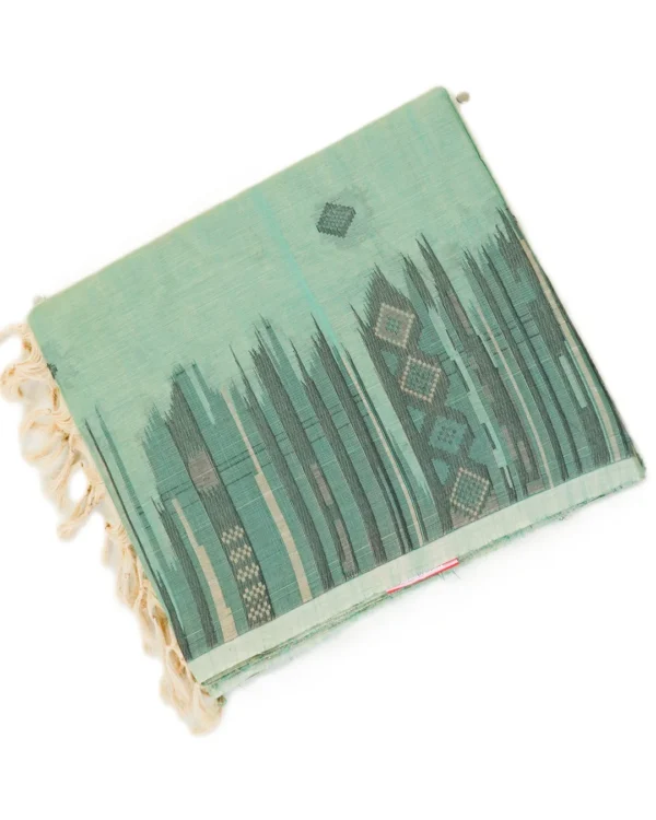 Untitled-1 PURE COTTON SAREES - Pastel Sea Green with Charcoal Grey & Beige Accents