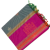 Untitled-1.png1-1 PURE COTTON SAREE - Charcoal Grey with Rani Pink