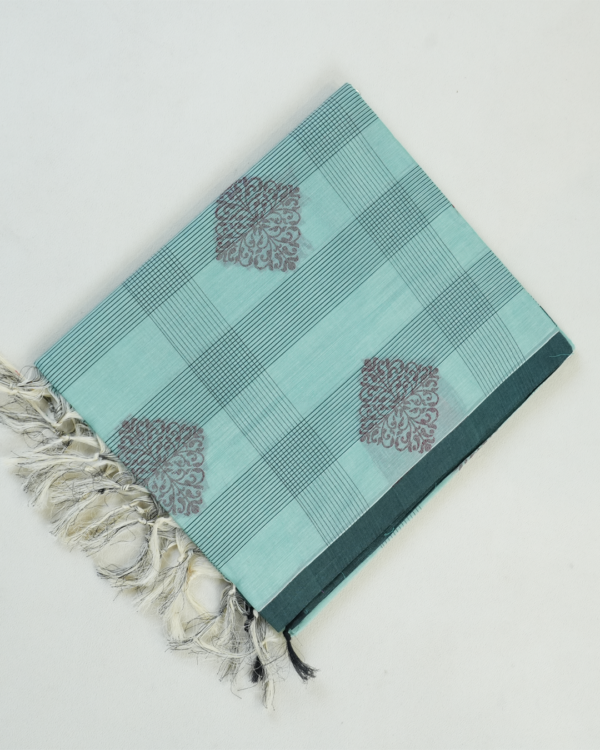 PURE COTTON SAREE - Pastel Aqua Blue