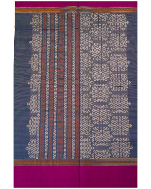 Untitled-1.png2-2 PURE COTTON SAREE - Charcoal Grey with Rani Pink