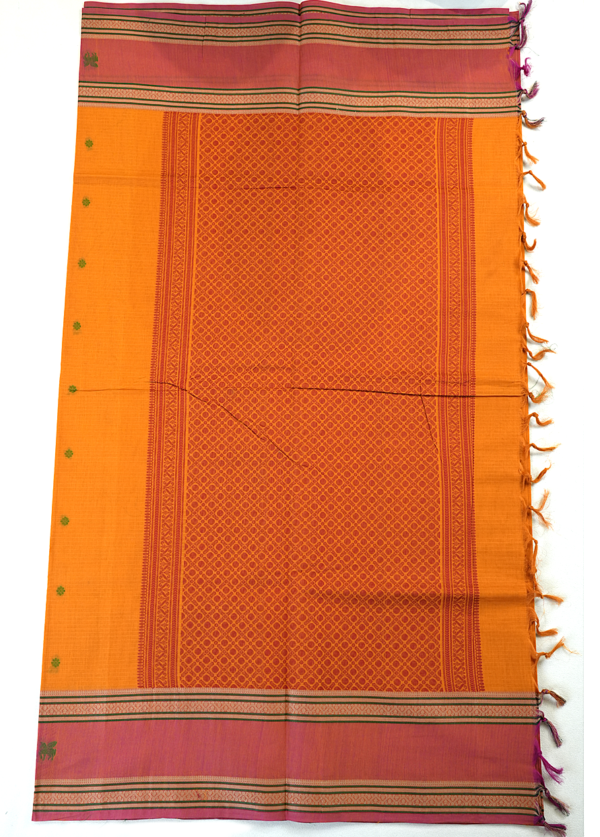 Untitled-1.png2 PURE COTTON SAREE - Bright Orange with Dusty Rose Pink