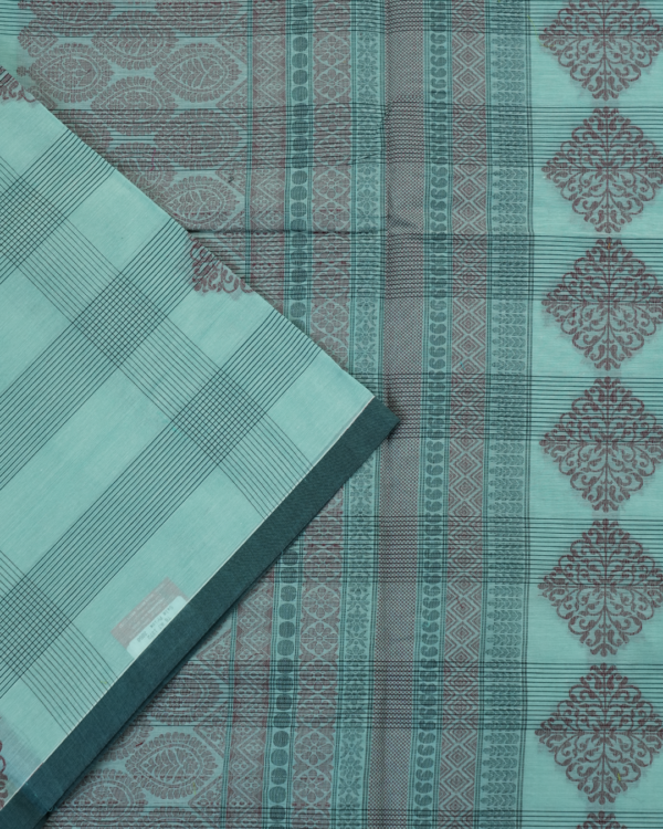 PURE COTTON SAREE - Pastel Aqua Blue