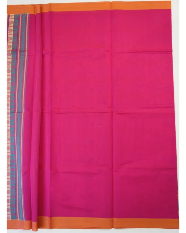 Untitled-12 PURE COTTON SAREES - Magenta Pink with Orange & Antique Gold