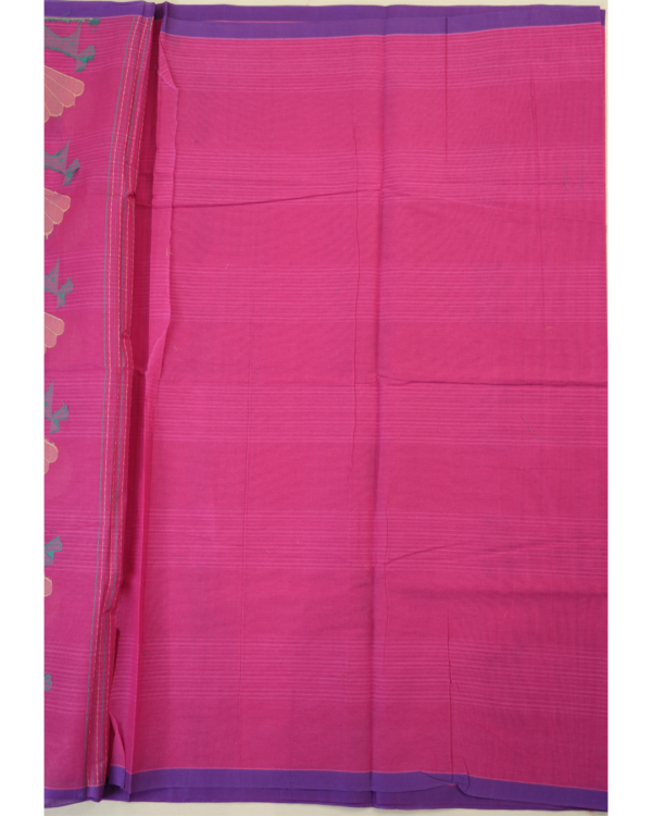 PURE COTTON SAREES - Bright Magenta with Purple Border