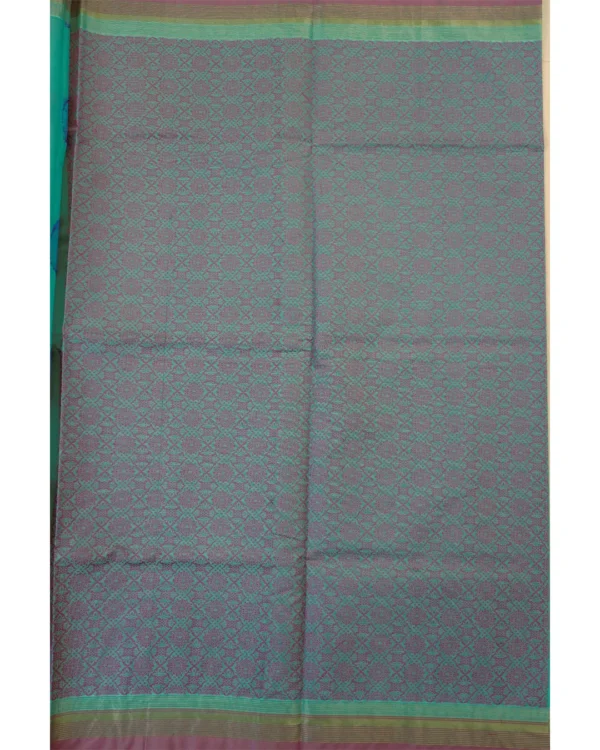 Untitled-8 - Copy PURE COTTON SAREES - Sea Green with Mauve Purple & Olive Gold