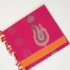 Untitled-9 PURE COTTON SAREES - Magenta Pink with Orange & Antique Gold
