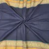 ta.18 CHETTINAD COTTON SAREES - Navy Blue with Teal Green, Mustard Gold & Pink