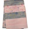 ta14 COTTON SAREES - Peach Pink with Grey and Multicolour Floral Print