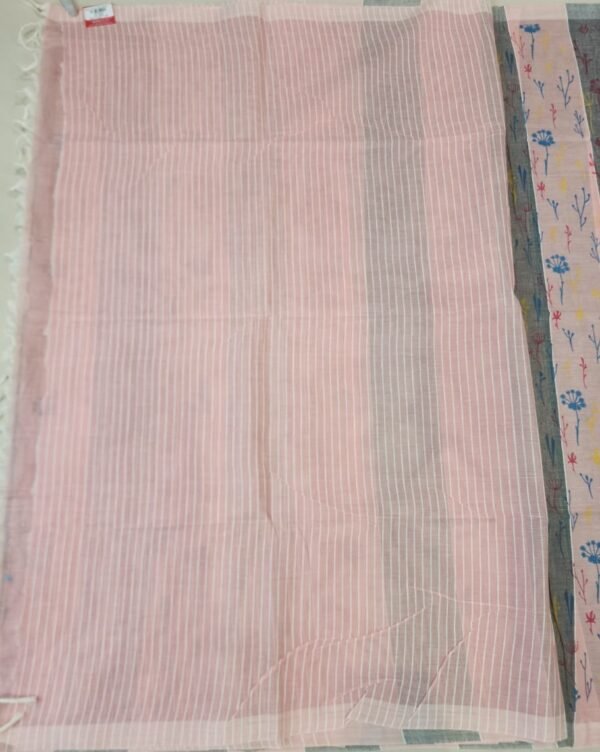 ta17 COTTON SAREES - Peach Pink with Grey and Multicolour Floral Print