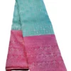 Kanchipuram silks - Aqua Blue with Rani Pink & Silver Zari
