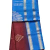 SOFT SILK SAREES - Royal Blue with Wine Maroon & Antique Gold