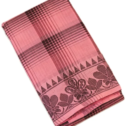 CHETTINAD COTTON SAREES - Dusty Rose Pink with Deep Maroon