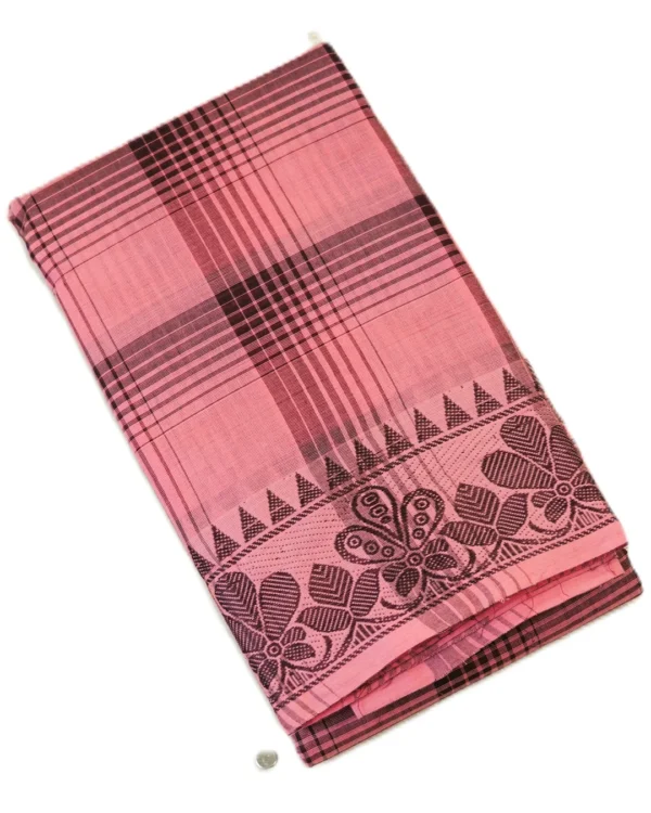 CHETTINAD COTTON SAREES - Dusty Rose Pink with Deep Maroon