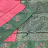 10 FANCY SAREES - Bright Fuchsia Pink with White Checks