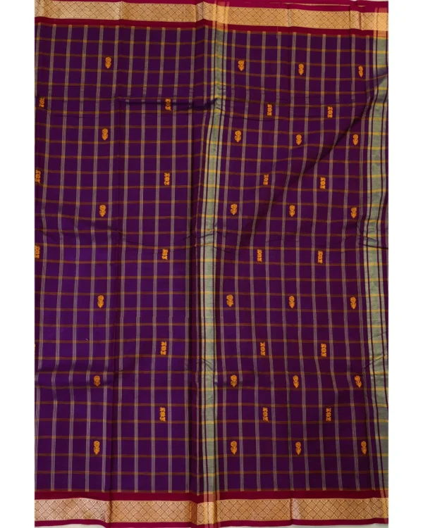 CHETTINAD COTTON SAREES - Royal Purple with Magenta & Antique Gold
