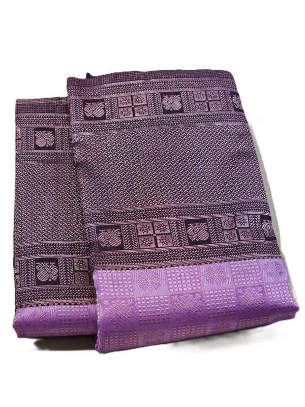Kanchipuram silks - Lavender Purple with Deep Wine & Silver Zari