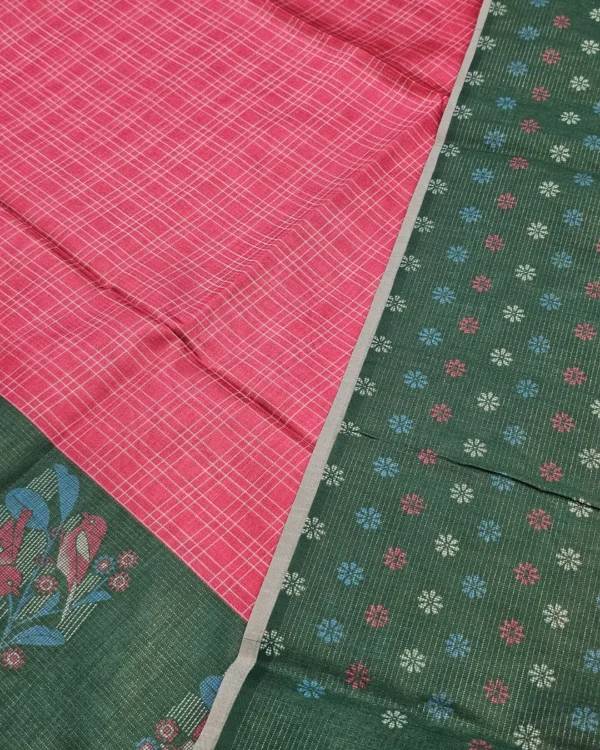 11 FANCY SAREES - Bright Fuchsia Pink with White Checks