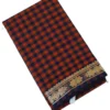 119 CHETTINAD COTTON SAREES - Navy Blue with Maroon & Orange Checks