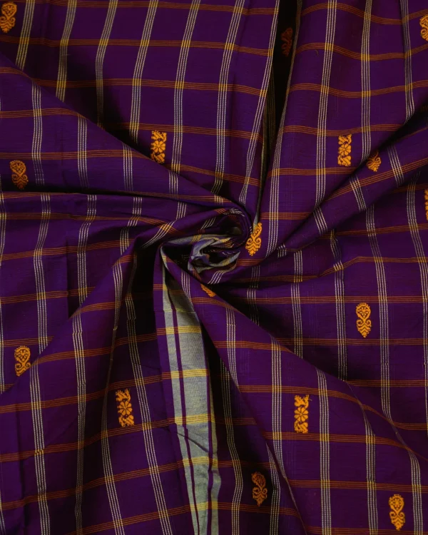 CHETTINAD COTTON SAREES - Royal Purple with Magenta & Antique Gold