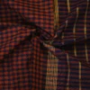 122 CHETTINAD COTTON SAREES - Navy Blue with Maroon & Orange Checks