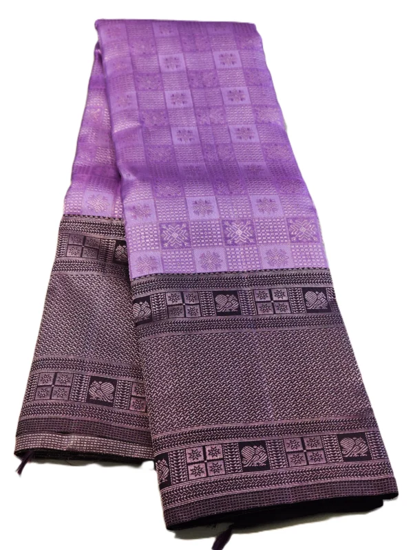 Kanchipuram silks - Lavender Purple with Deep Wine & Silver Zari